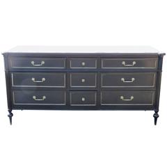 Jansen Style Ebonized Marble-Top Chest of Drawers