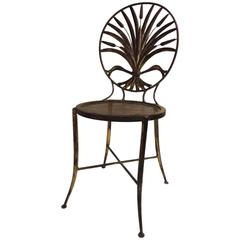 Hollywood Regency Style Italian Gilt Metal Wheat Sheaf Chair