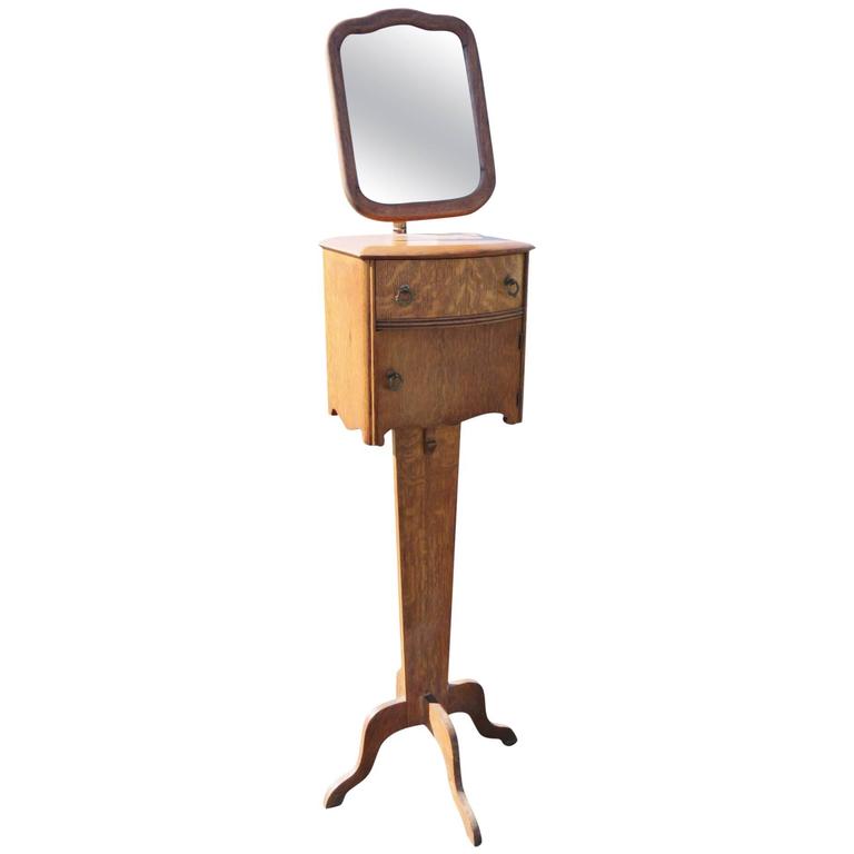 Antique Oak Shaving Mirror Stand