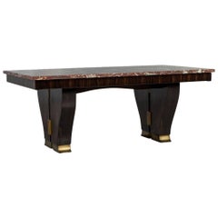 Unique French Art Deco Marble Top Extendable Table