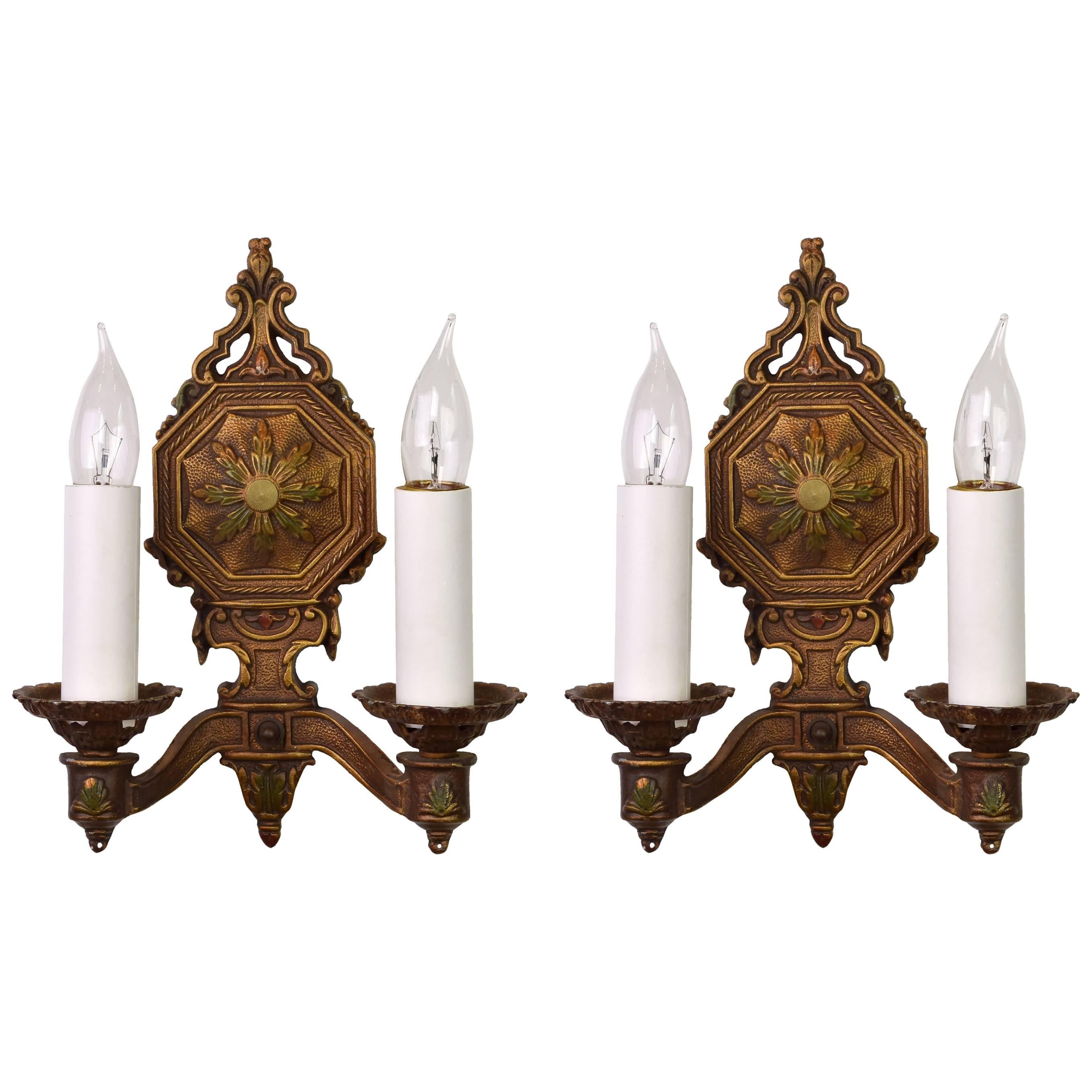 1930's Aluminium Two Arm Sconce Pair