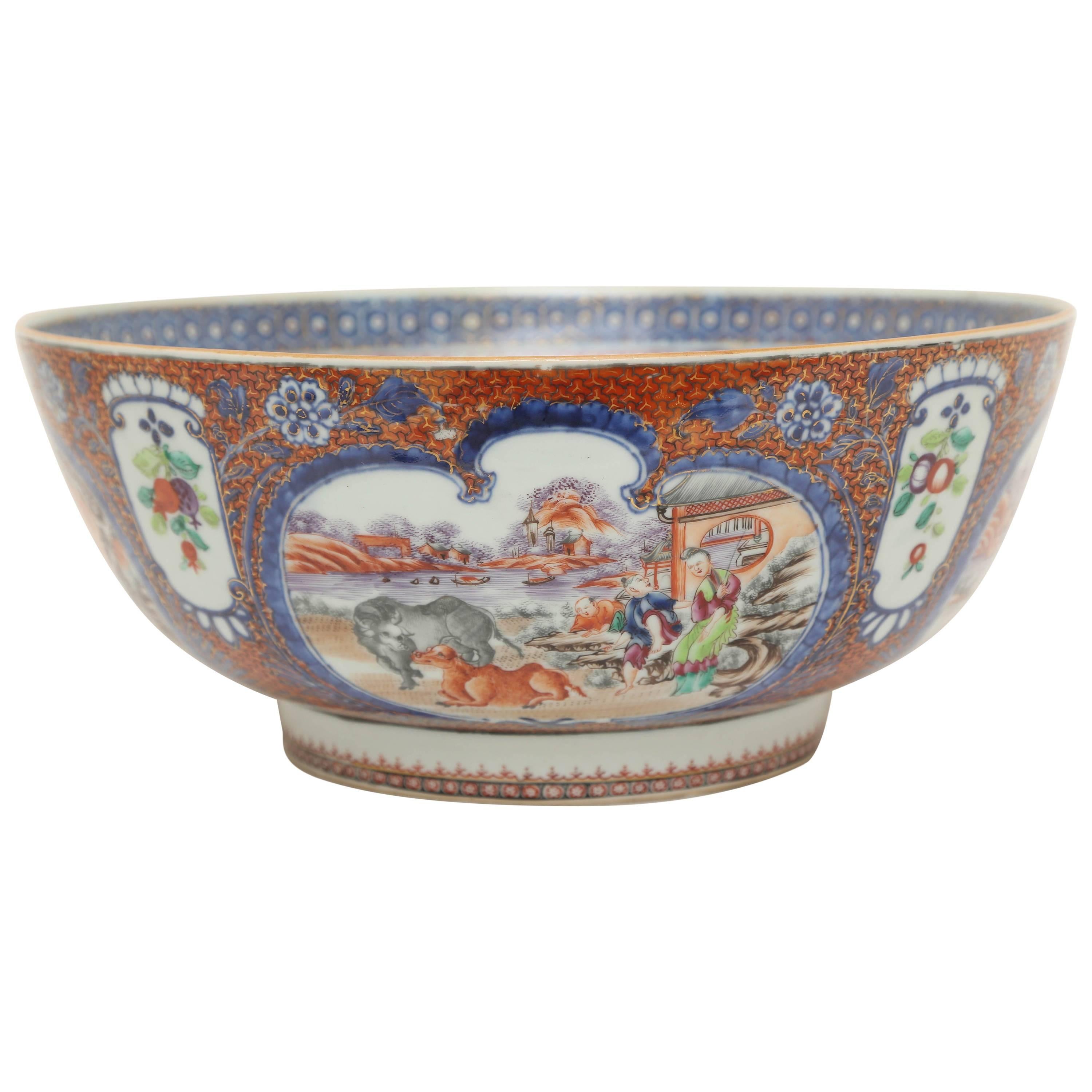 18th Century Chinese Export Mandarin Palette Porcelain Bowl