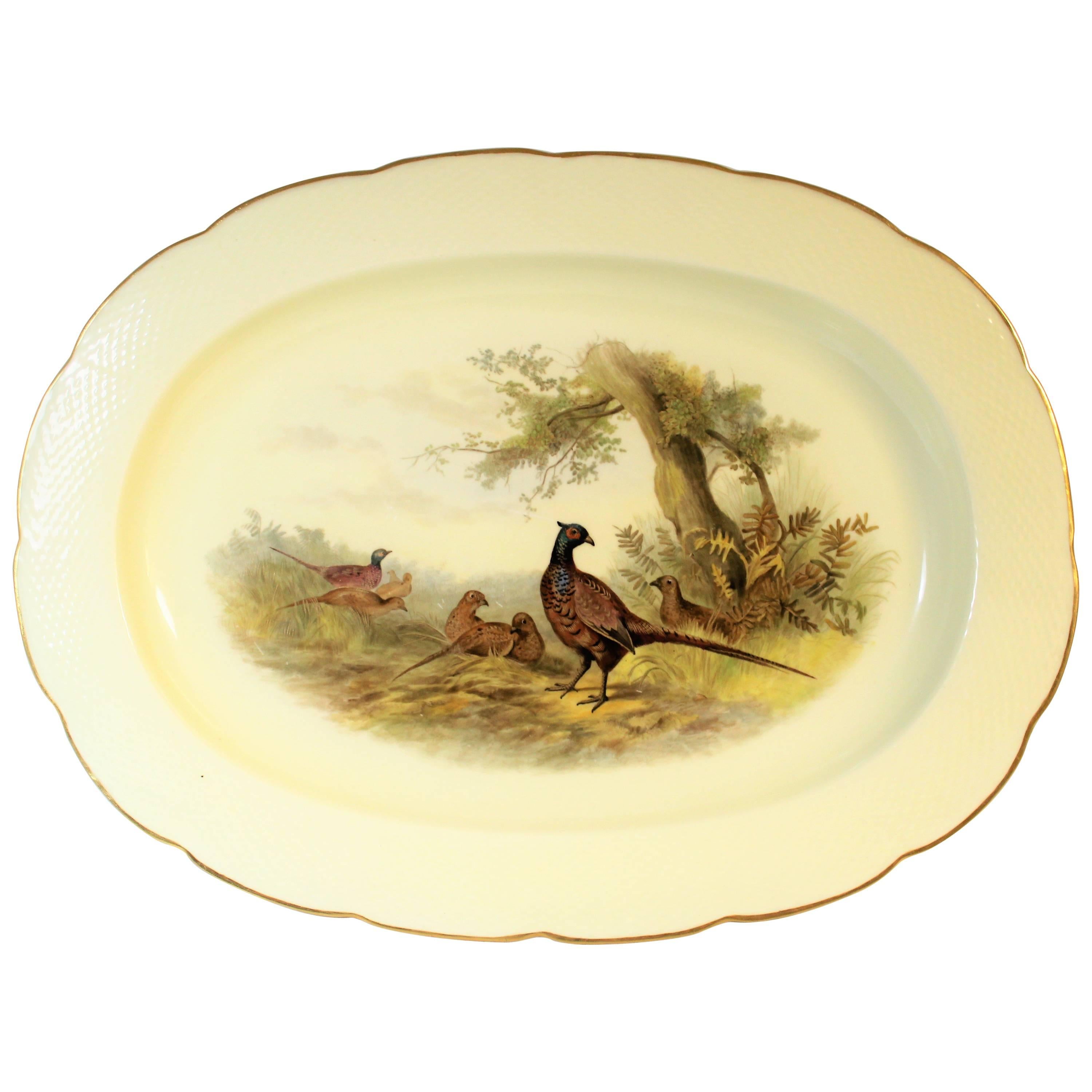 Royal Worcester Porcelain Platter with Pheasants For Sale