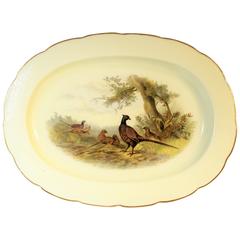 Antique Royal Worcester Porcelain Platter with Pheasants