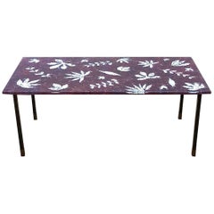 1950s Italian Reverse-Painted Glass Coffee Table designed by Meyer