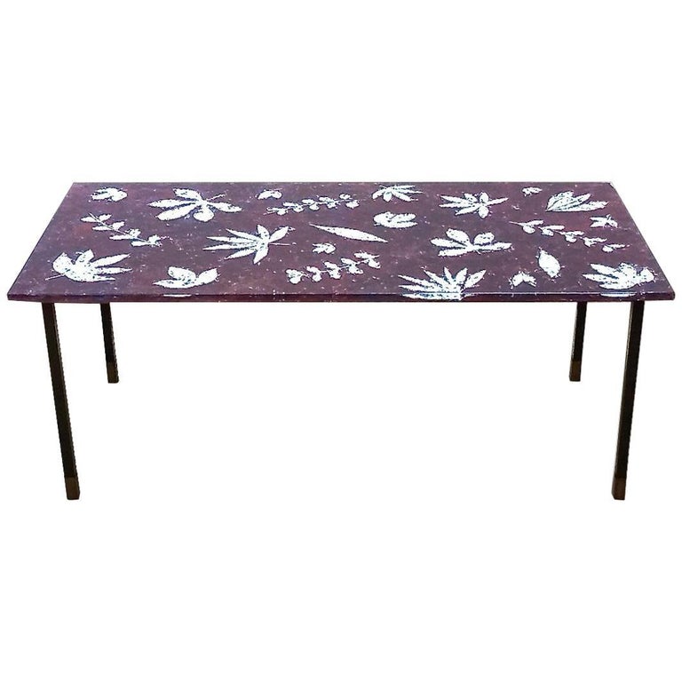 1950s Italian ReversePainted Glass Coffee Table designed by Meyer at