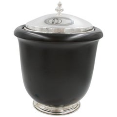 Retro Wood and Sterling Silver Ice Bucket