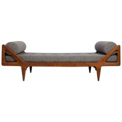 Louis Paolozzi Oak Daybed with Brass Details Kvadrat Upholstery