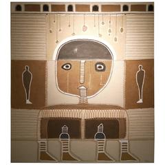 Untitled by Hector Frank, Acrylic and Vintage Burlap Collage on Canvas, 2016