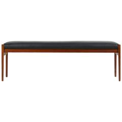 Rare 1960s Niels Moller Bench Teak & Leather Danish Modern Design J.L. Moller
