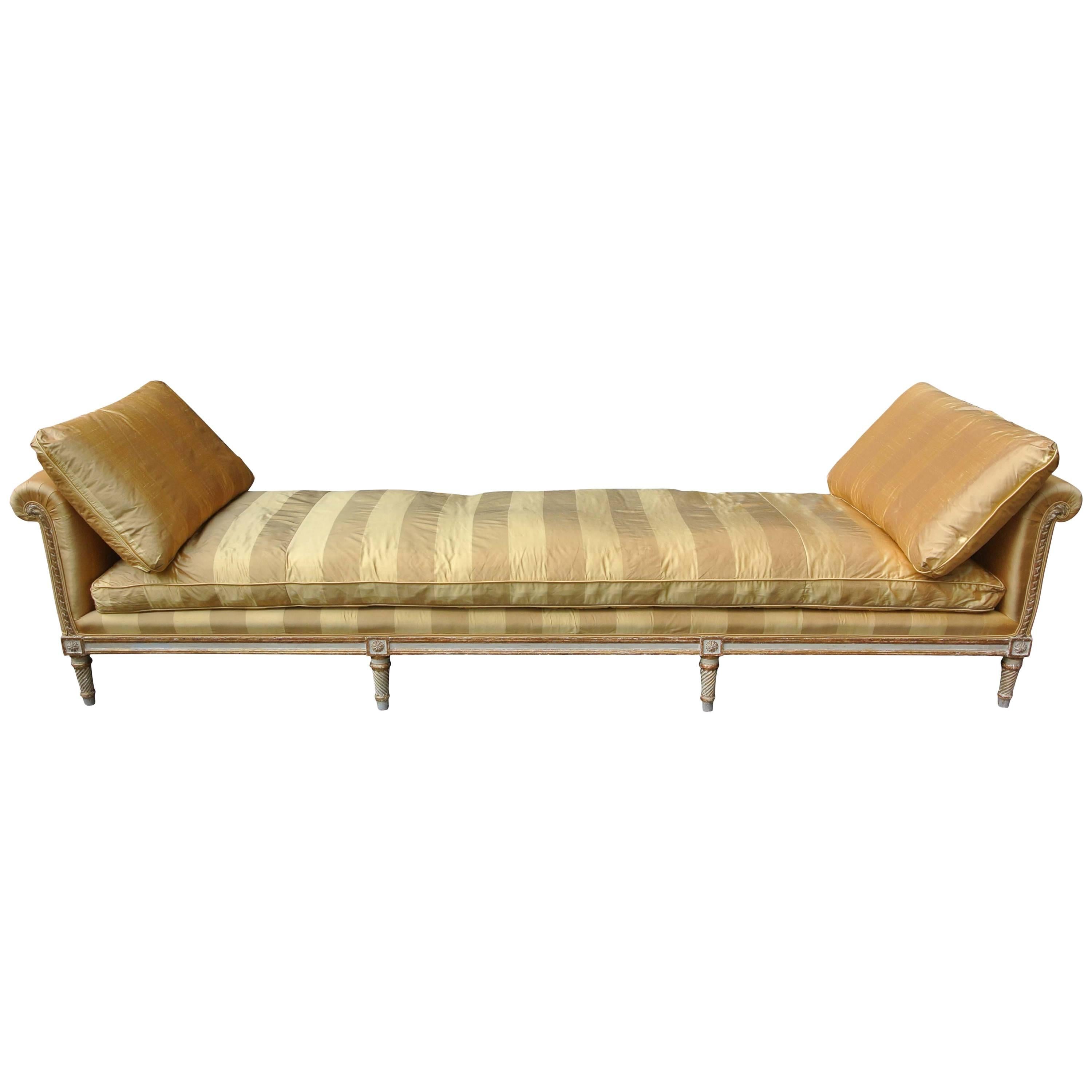 19th Century French Silk Lit Du Jour Day Bed