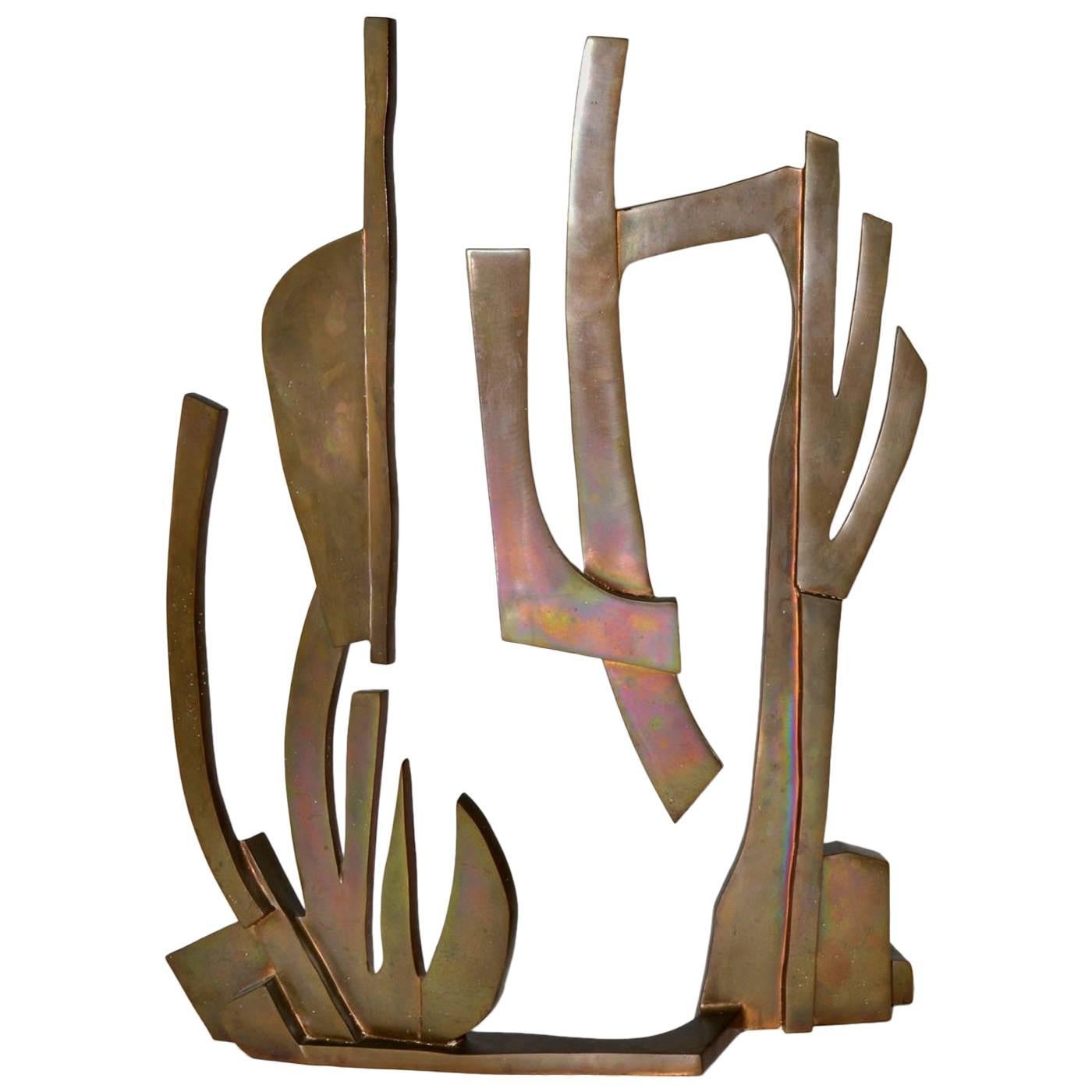 Large Modern Abstract Bronze Sculpture by Oded Halahmy, New York, 1977