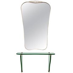 Beautiful Console Table with Wall Mirror by Fontana Arte, Italy, 1930s-1940s