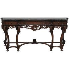 Italian Style Carved Marble-Top Console Table 10
