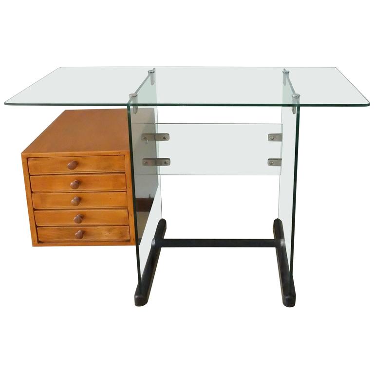 Gio Ponti Italian Mid Century Modern Wood And Glass Desk For Gio Ponti Italian Mid Century Modern Wood And Glass Desk For Vetroe 1939