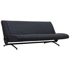 Beautiful 1960s Osvaldo Borsani D70 Sofa Daybed Tecno Italy Dark Grey Wool