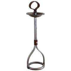 Jacques Adnet Metal and Leather Ashtray Stand