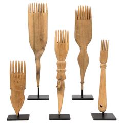 Collection of Vintage Hand-Carved Wooden Navajo Weaving Combs 3