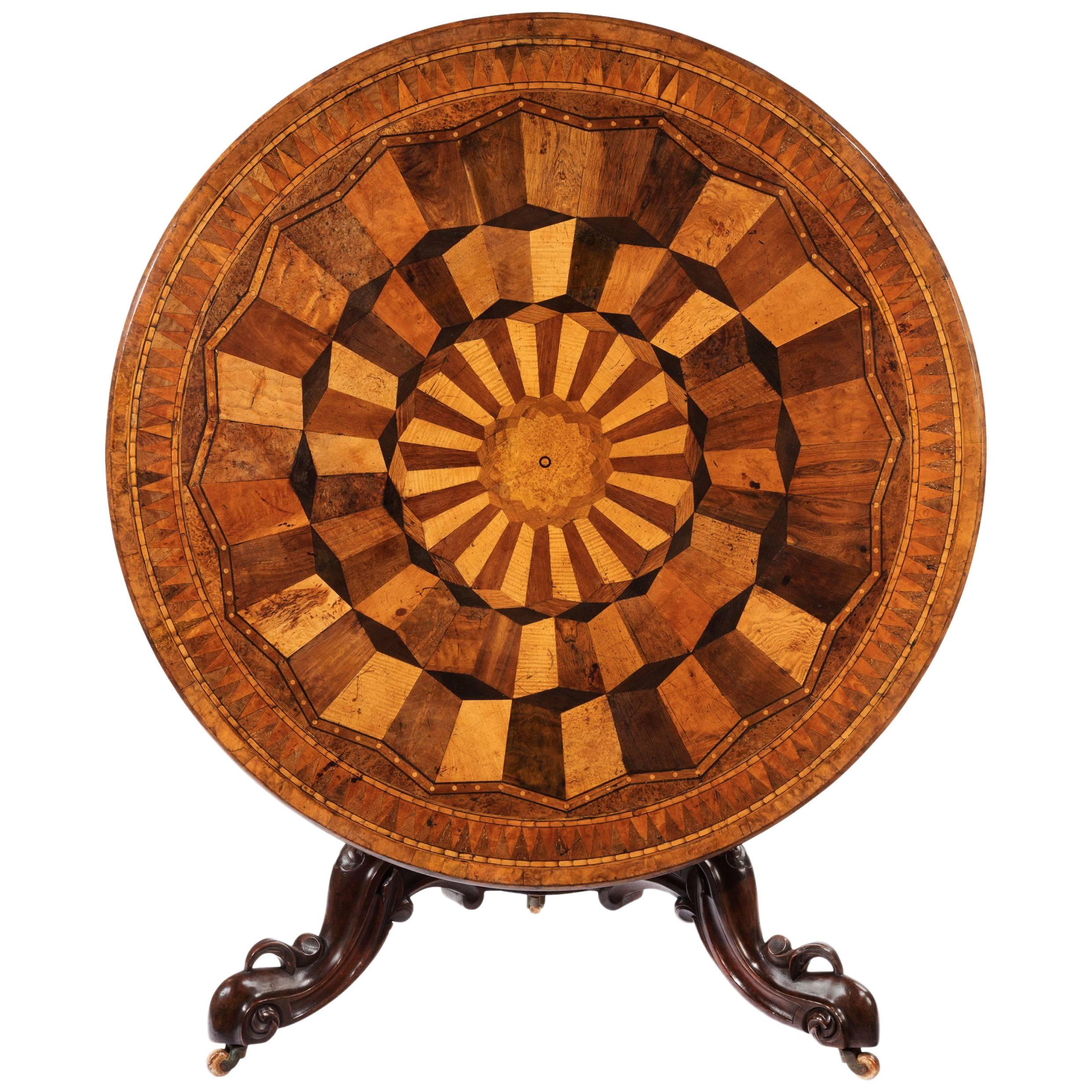 Exceptional and Rare 19th Century Specimen Wood Tilt-Top Table