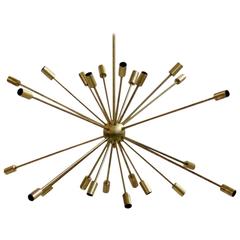 Beautiful Large Italian Sputnik Brass Chandelier with 24 Arms Stilnovo Style 11