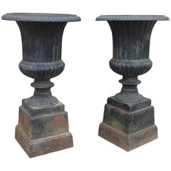 Pair of Vintage Classical Iron Urns 8