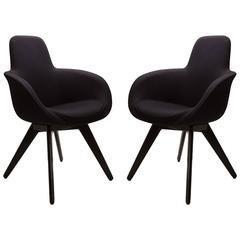 Scoop High Chairs in Black Wool by Tom Dixon, Pair