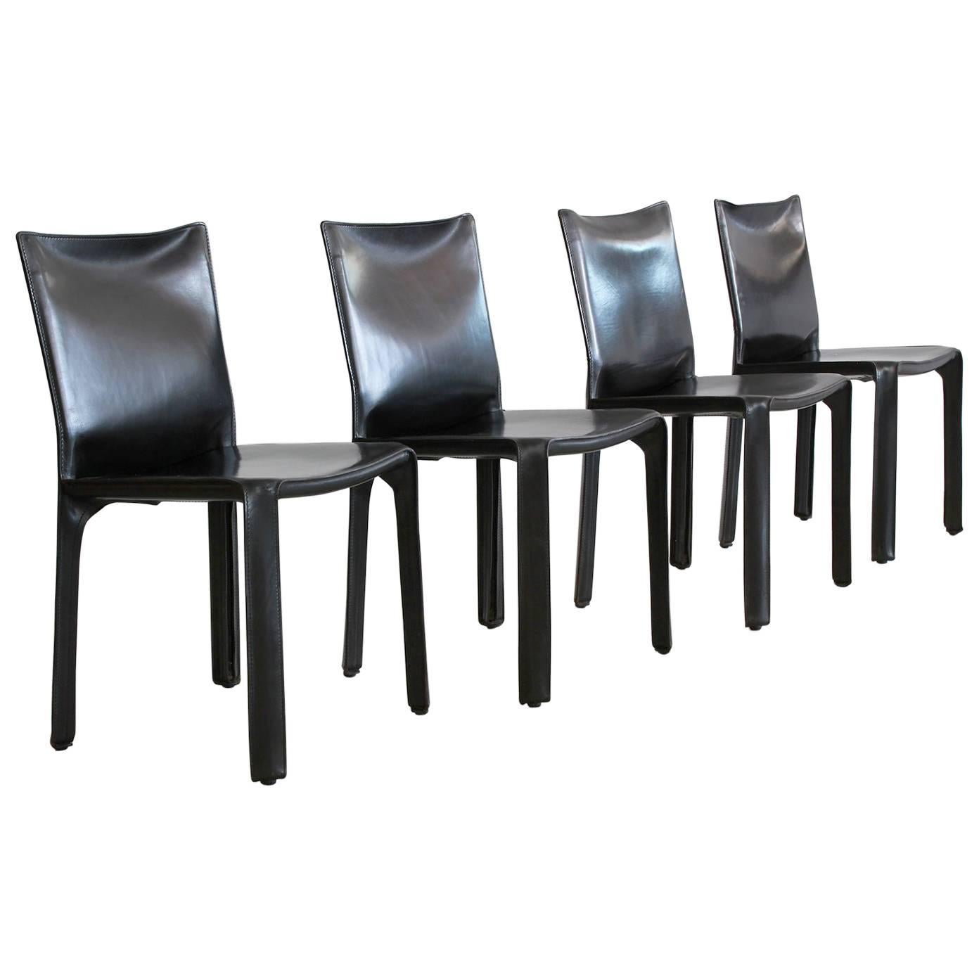 Black Leather 'CAB' Chairs by Mario Bellini for Cassina