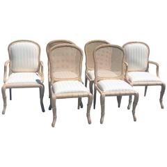Six Dining Chairs Carved Wood Foliate Design Two-Arm Chairs Four Sides 1