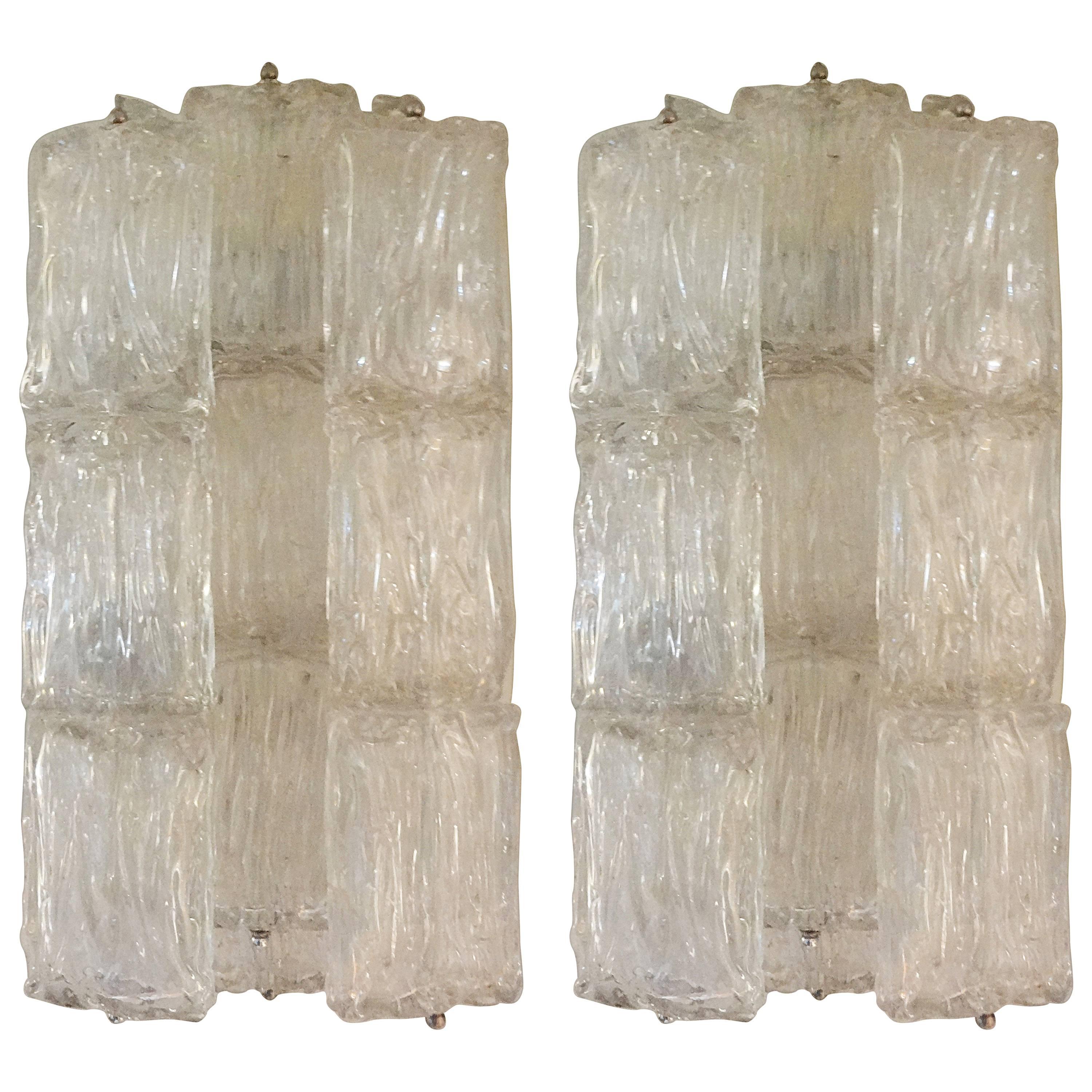 Pair of Murano Glass Sconces, Made in Venice