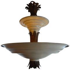 French Art Deco Tole and Bronze Chandelier, circa 1930 7