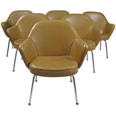 Set of Six Vintage Leather Dining Chairs by Saarinen for Knoll 8
