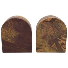 1950s Italian Rounded Petrified Wood Bookends, Pair