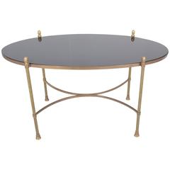Neoclassical Style Brass and Black Granite Cocktail Table
