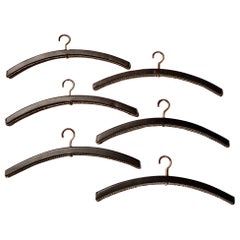 Jacques Adnet Set of Six Leather and Brass Hangers