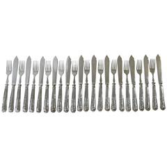 English Kings Pattern, Sterling Silver Fish Knives & Forks, All Sterling
