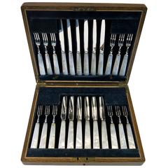 Sterling Silver and Mother of Pearl Boxed Set Knives and Forks