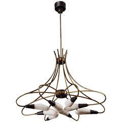 Curvilinear Italian Stilnovo Eight-Light Chandelier 3