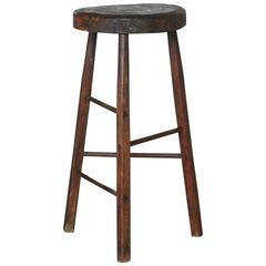 Late 19th Century Primitive Rustic Three Legged Stool 4