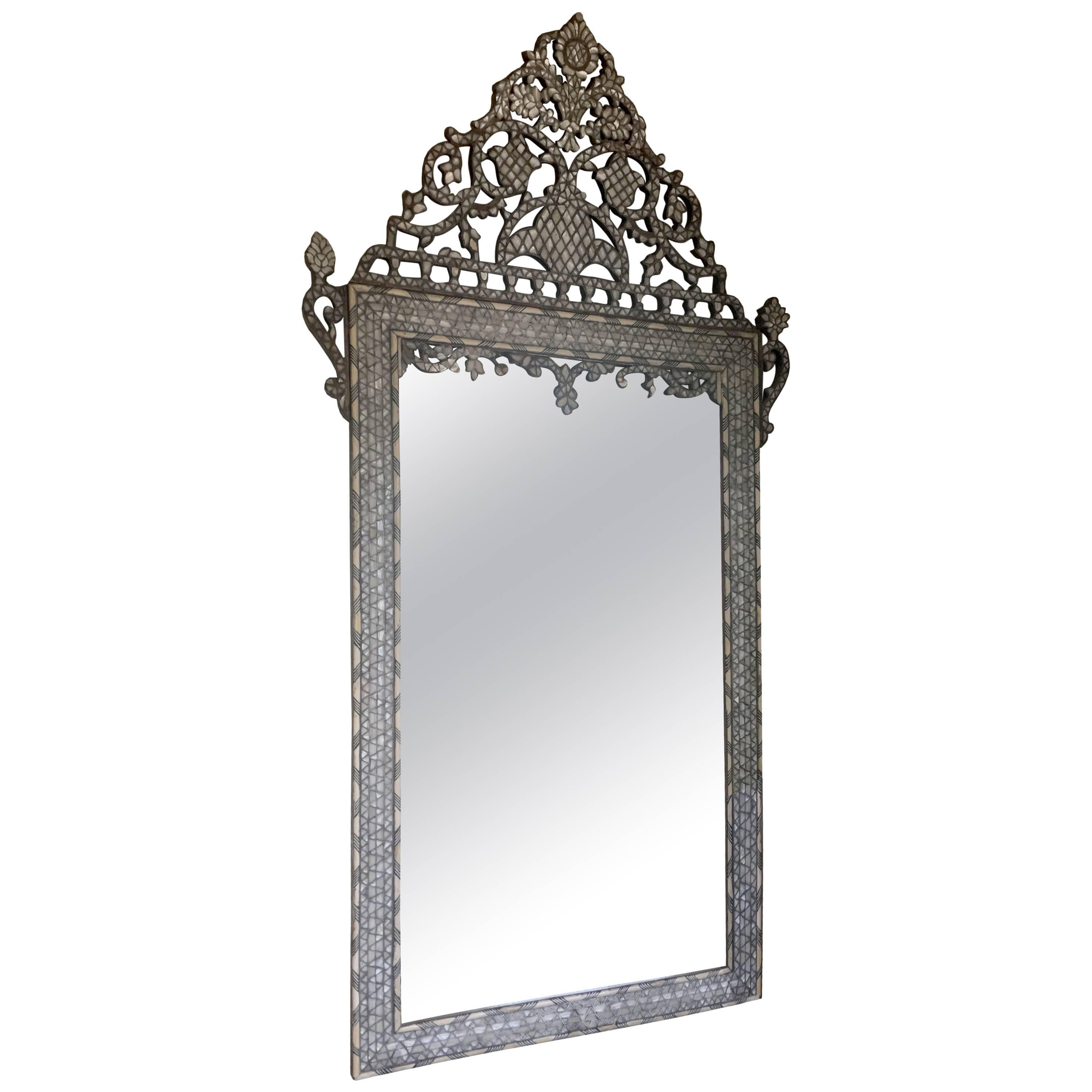 Late 19th Century Moroccan Bone Inlaid Mirror