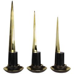Stiletto Candle Holders in solid brass by Christopher Kreiling