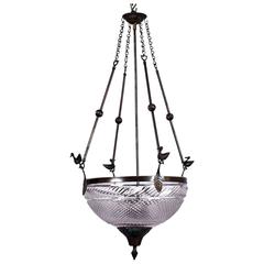 Brass and Cut Glass Pendant Chandelier 5