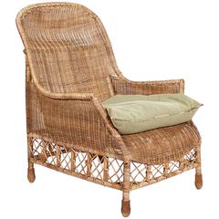 Large Wicker and Cane Armchair