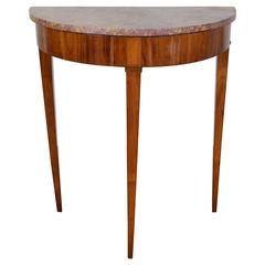 Italian, Tuscan, Neoclassic Cherrywood and Marble-Top Tall Console,circa 1830 1