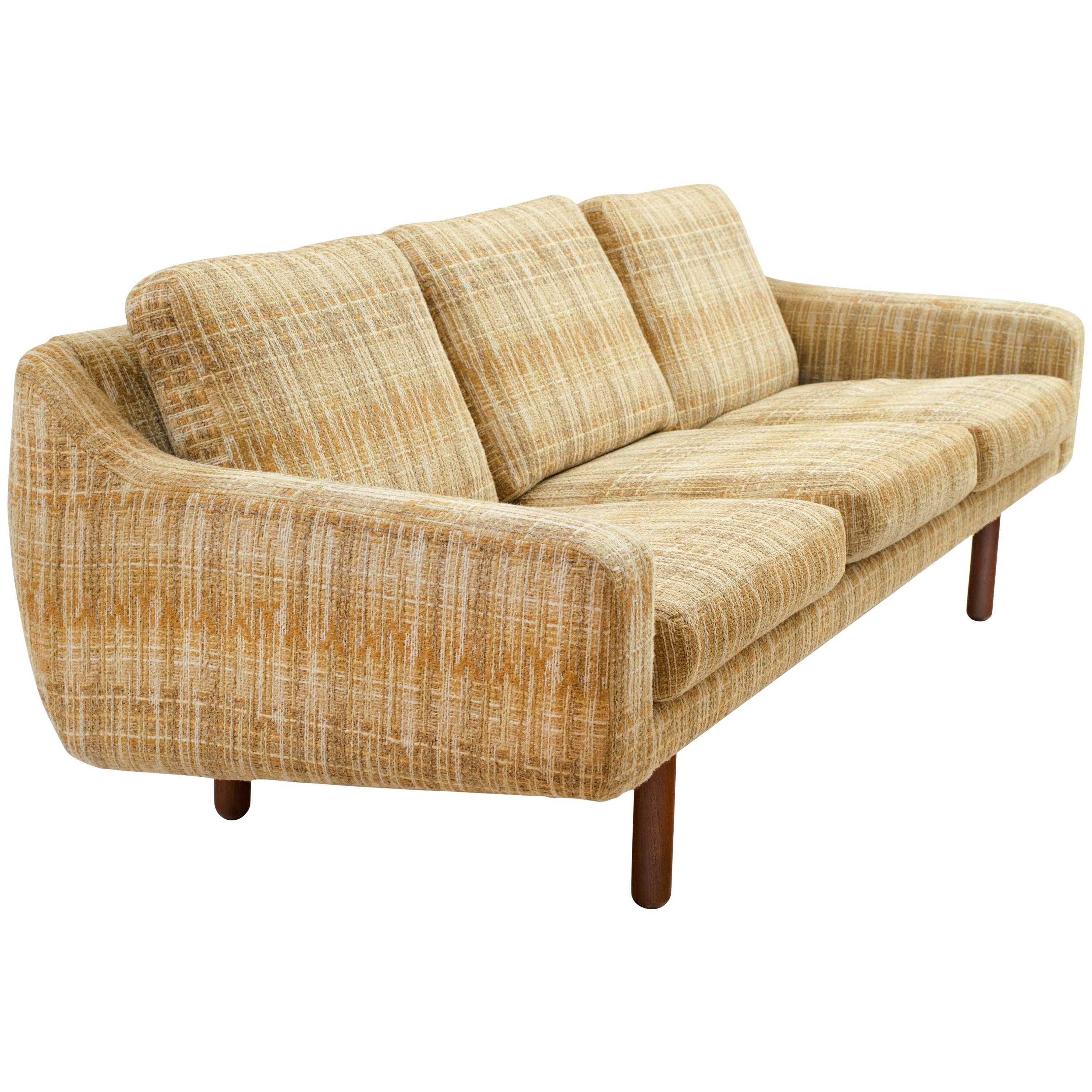 Scandinavian Modern Low-Profile Sofa with Teak Legs