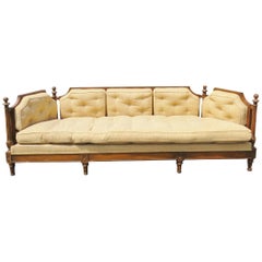 Directoire Style Carved Walnut Tufted Sofa