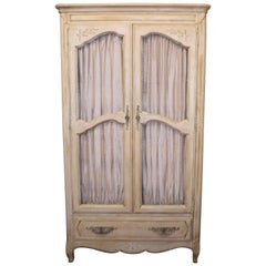 Louis XV Style French Painted Armoire with Built-In Drawers