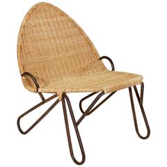 Iron and Wicker Low Occasional Chair