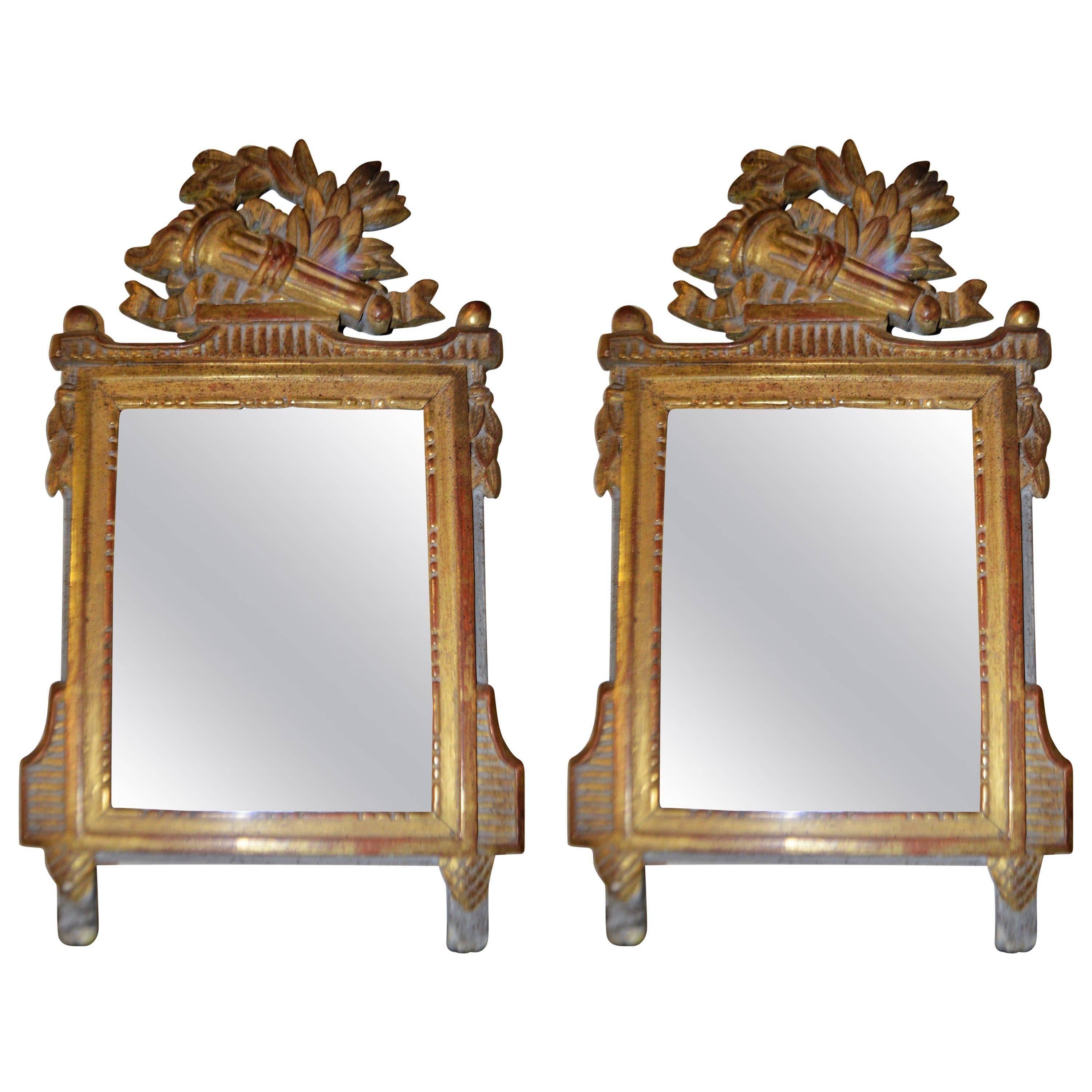 Pair of Small French Gilded Mirrors