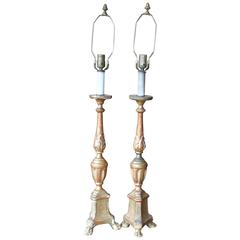 Pair of Italian Baroque Altar Sticks Lamps