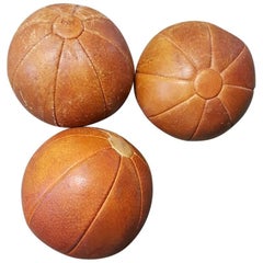 Set of Three Vintage Leather Medicine Balls